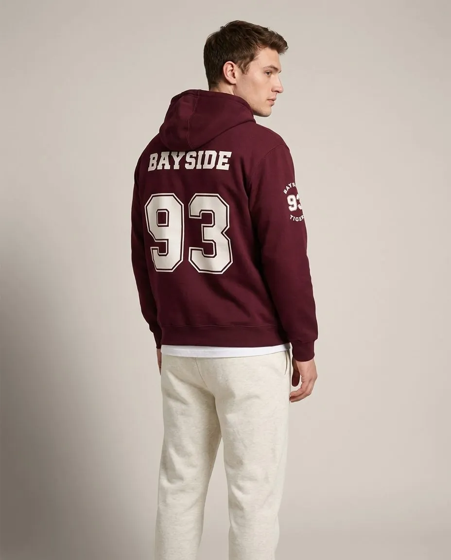 Retro Kid Bayside hoodie, back view, AI studio image