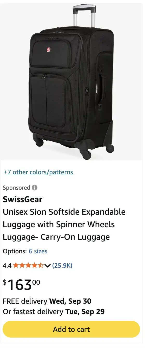 Sponsored SwissGear softside spinner luggage