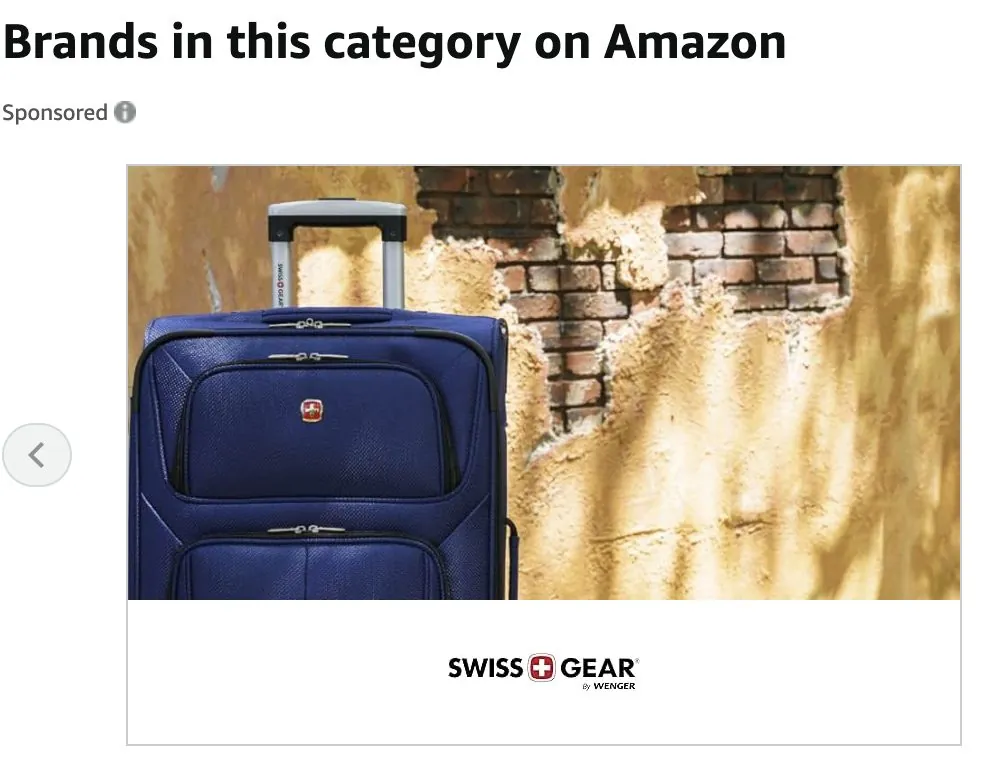 SwissGear ad in Brands in this category on Amazon