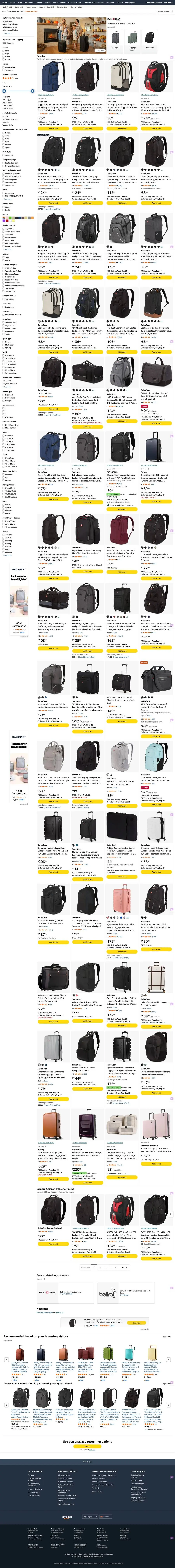SwissGear backpack listings and search results on Amazon.ca