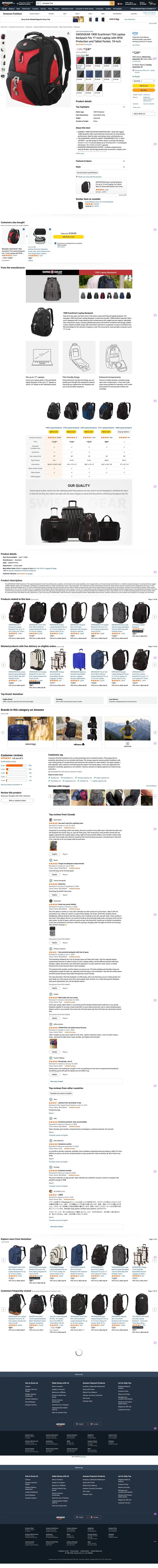 SwissGear ScanSmart backpack listing, full page