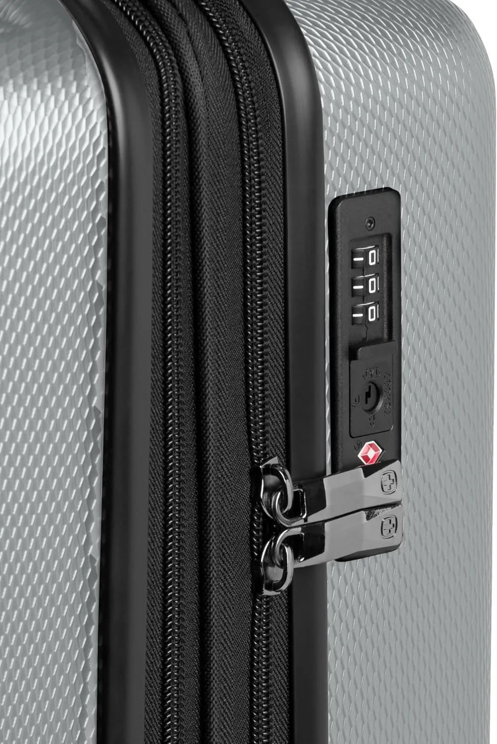 Close-up of the integrated TSA lock