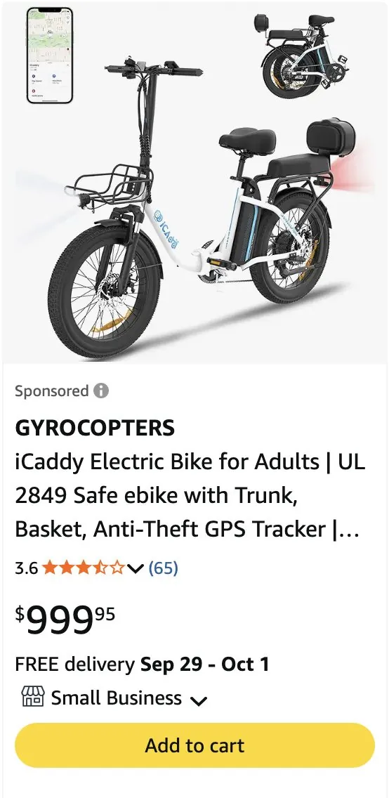 Sponsored Gyrocopters products on Amazon mobile, Best Seller and Amazon’s Choice