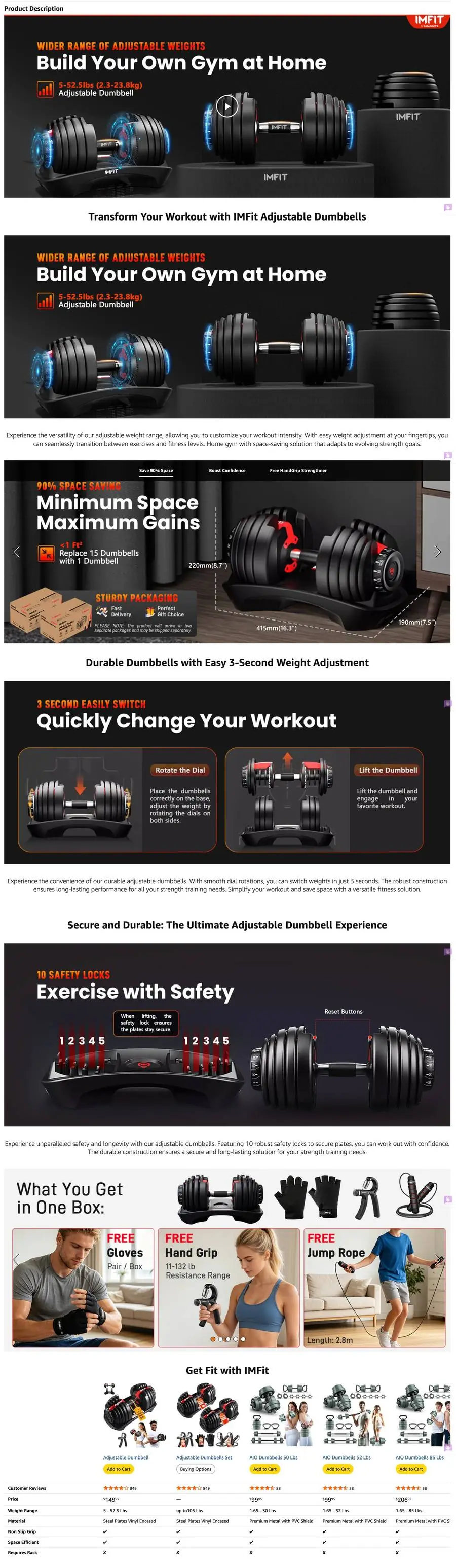 IMFit adjustable dumbbells A+ content