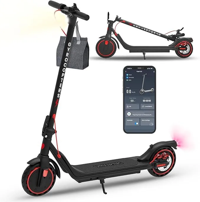 Gyrocopters Flash 6.0 electric scooter on white with the app