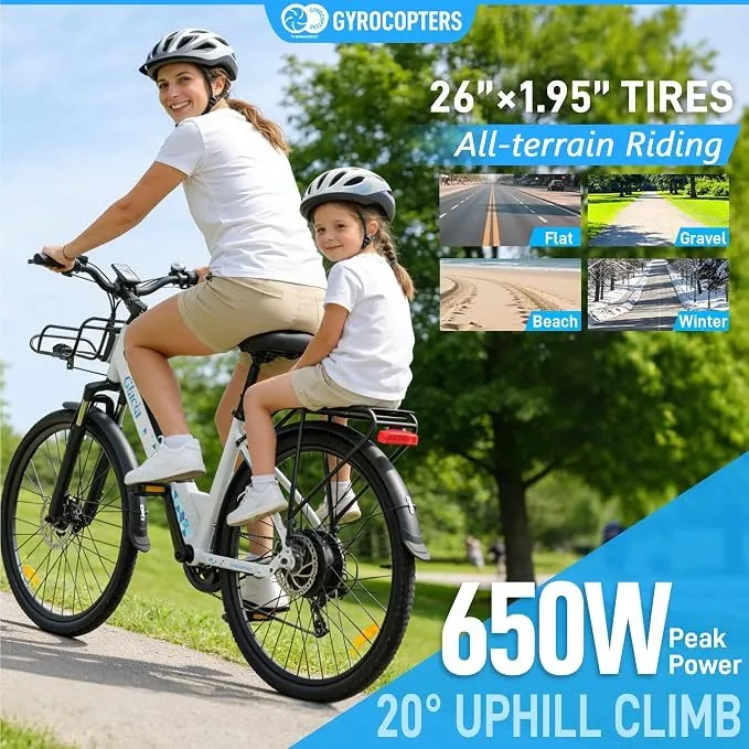 26 inch all-terrain tires and 650W motor, lifestyle