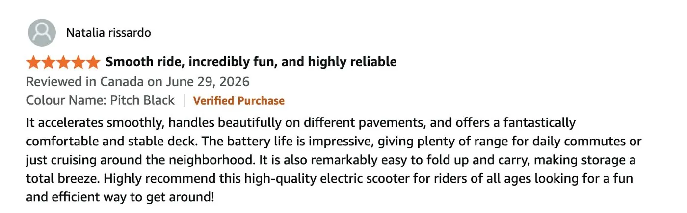 Five star review: smooth ride, incredibly fun and highly reliable