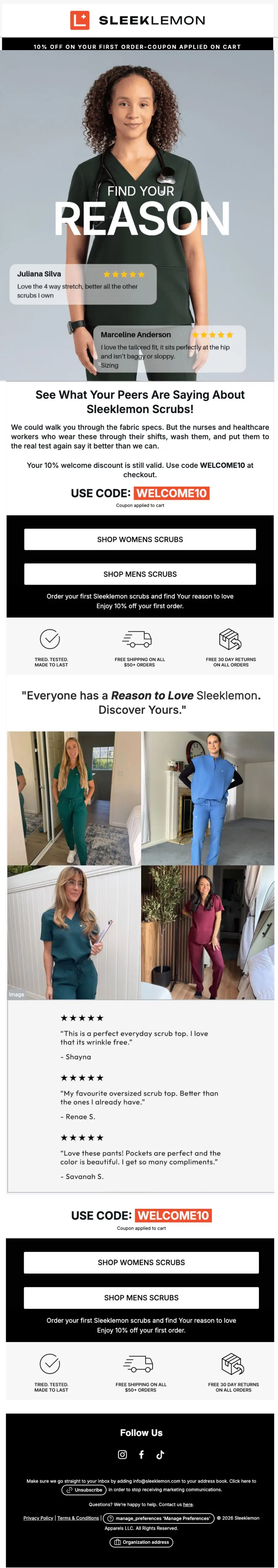 Sleeklemon welcome email: Find your reason